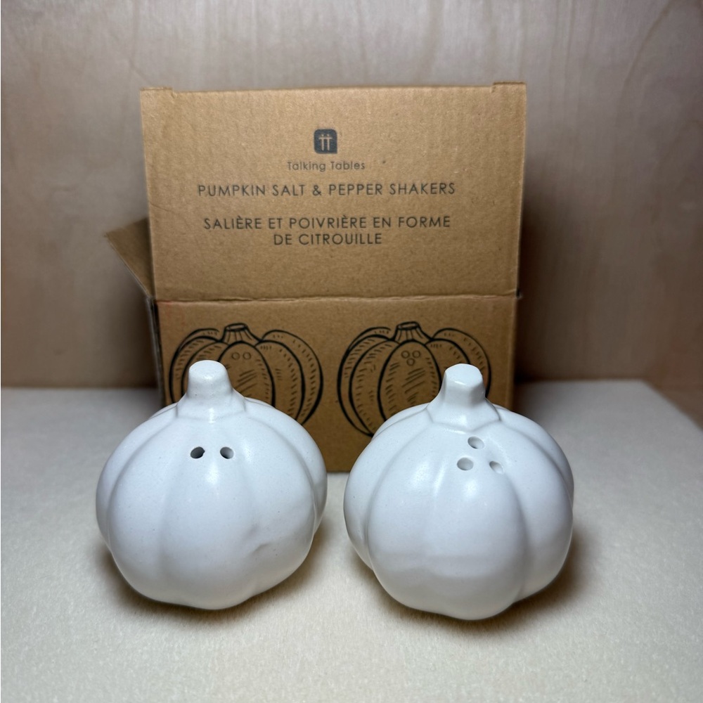 White Pumpkin Salt and‎ Pepper Shakers